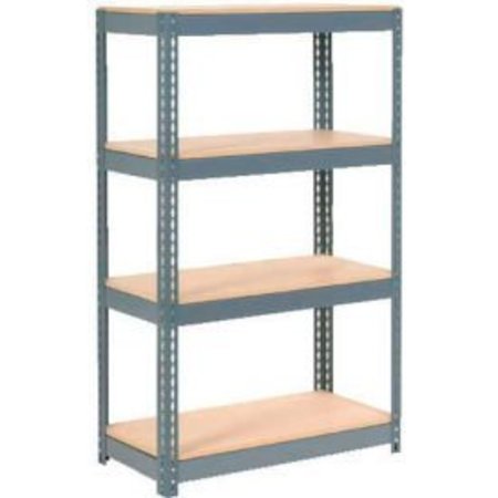 GLOBAL EQUIPMENT Extra Heavy Duty Shelving 36"W x 12"D x 60"H With 4 Shelves, Wood Deck, Gry 717102